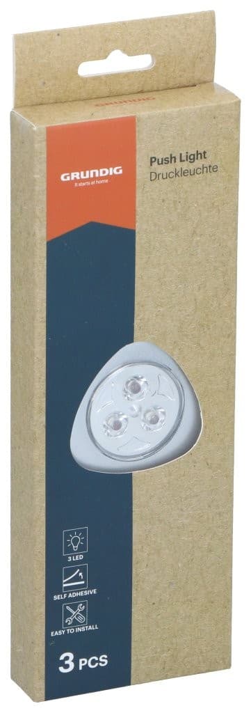 Grundig LED spotlight push light 3-pack / batteridriven LED spotlight / trycklampa LED