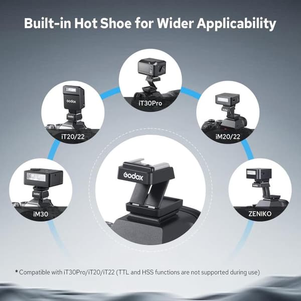 Godox FS-R fällbar blixtskoförhöjare / fällbar hot shoe riser för kamerablixt