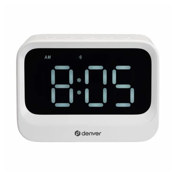 Denver EC-54W väckarklocka med Bluetooth-högtalare - Vit / Digital alarmklocka