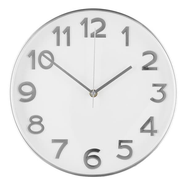 Väggklocka Reims 30 cm - vit/silver / väggklocka tyst / modern väggklocka / designklocka vägg