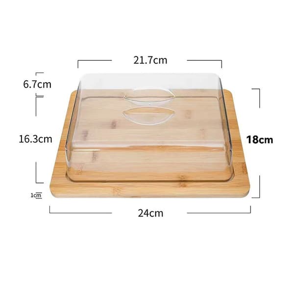 Smörask i bambu / smörlåda med transparent lock 24×18×7,5 cm