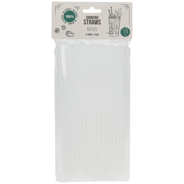 100-pack Sugrör i plast återanvändbara 22cm - Frostada vita plastsugrör / Dricksrör / Sugrörsset