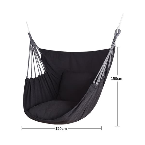 Hängstol med 2 kuddar - Svart / hänggunga stol / hammockstol