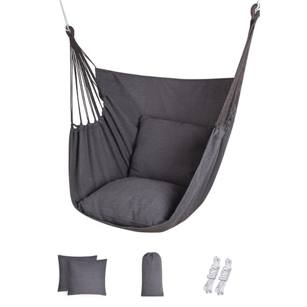 Hängstol med 2 kuddar - Grå / hänggunga stol / hammockstol