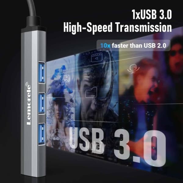 Lemorele USB-C Hubb TC53 med 4 USB-portar / USB-portreplikator / USB-C-förgrenare