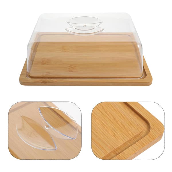 Smörask i bambu / smörlåda med transparent lock 24×18×7,5 cm