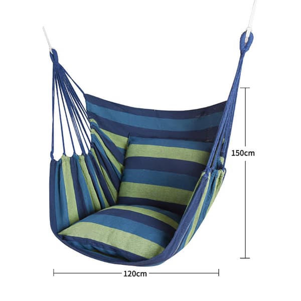 Randig Hängstol med 2 kuddar - Blå/Grön / hänggunga stol / hammockstol