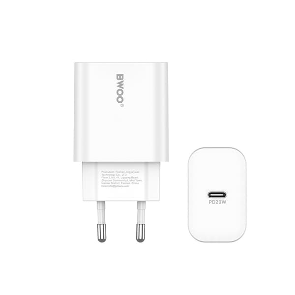 BWOO Väggladdare med PD 20W 1xUSB-C - Vit