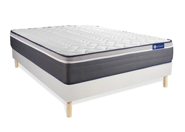 Madrass- och boxspringset 150x200 cm - ActiMemo Plus - Vitt boxspringkit