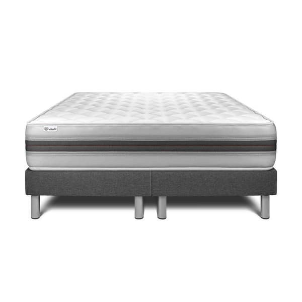 Sengemadras og Sengebund 200x200 cm - 2 Grå Sengebunde - Vitalmemo Back Grå