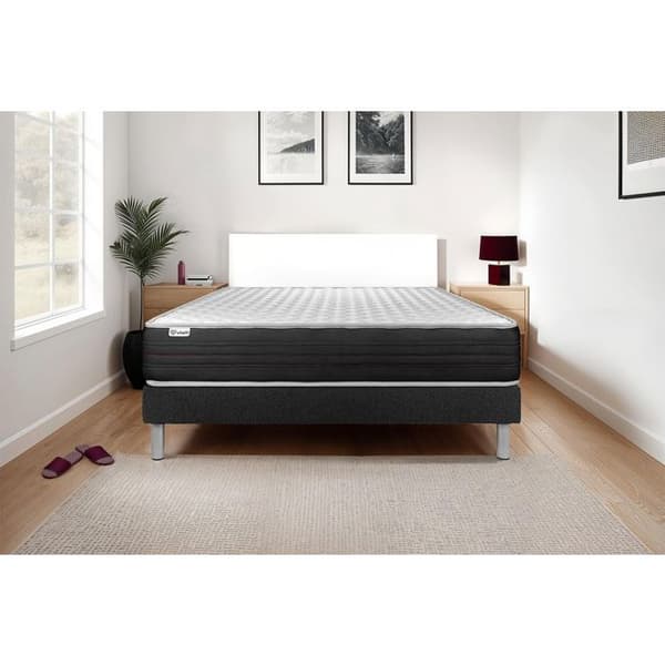 Sengemadras og Sengebund 90x190 cm - Sort Sengebund (allerede samlet) - Vitalmemo One Sort