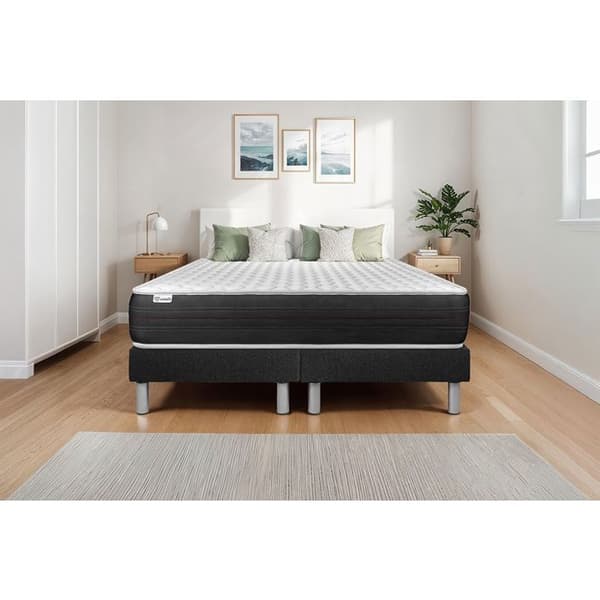 Sengemadras og Sengebund 180x200 cm - 2 Sengebunde Sort - Vitalspring Sort