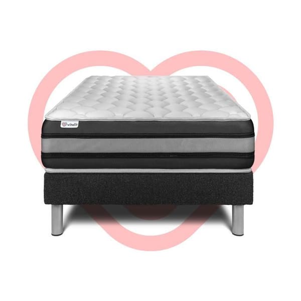 Sengemadras og Sengebund 120x200 cm - Sort Sengebund (i kit) - Vitalspring Zen Sort