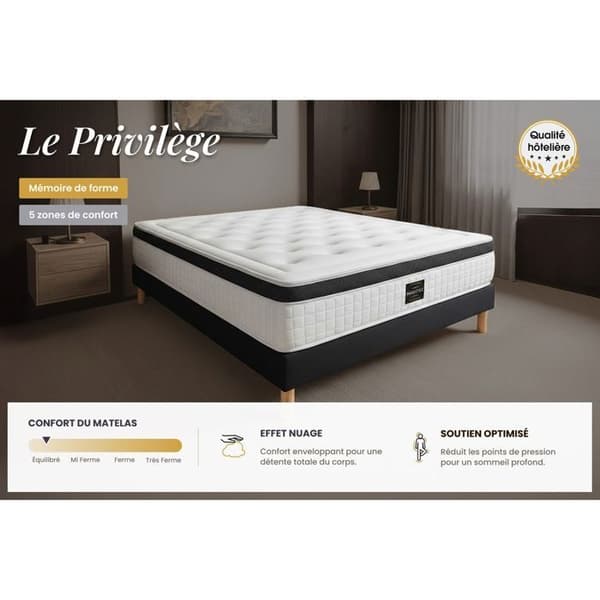 Ensemble Privilège 120 x 190 cm sängram Kit Vit