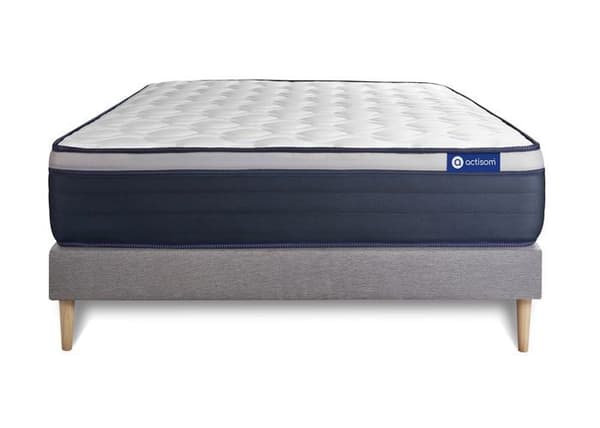 Madrass- och boxspringset 135x200 cm - Actimemo Max - Boxspringkit Grå