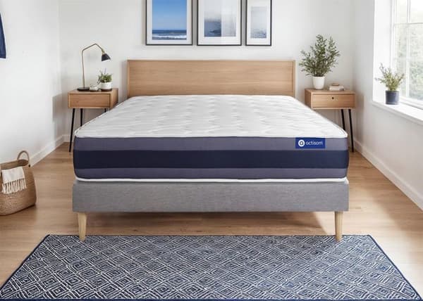 Madrass- och boxspringset 135x190 cm - Actiflex Morpho - Grå boxspringkit