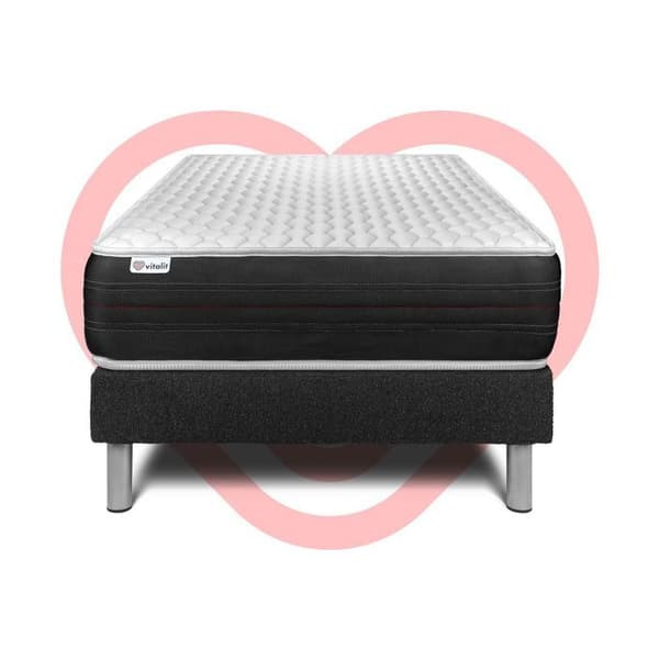 Sengemadras og Sengebund 120x200 cm - Sort Sengebund (i kit) - Vitalspring Sort
