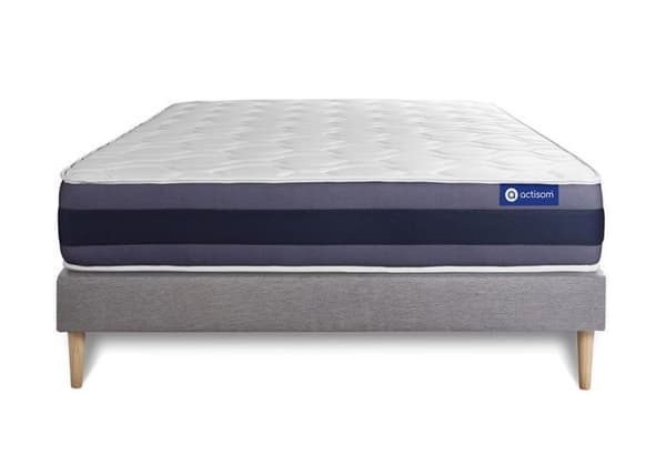 Madrass- och boxspringset 130x190 cm - Actimemo Morpho - Grå boxspringkit