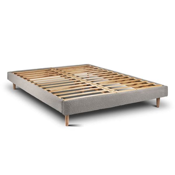 Säng - Grå - 140x200cm - Massivt trä - Boucle-linjer