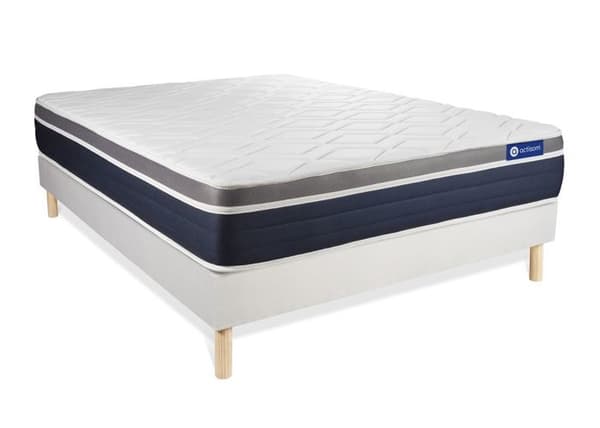 Madrass- och boxspringset 150x190 cm - Actimemo Confort - Vitt boxspringkit
