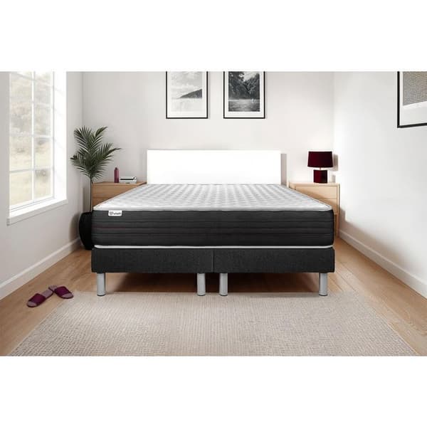 Sengemadras og Sengebund 180x200 cm - 2 Sengebunde Sort - Vitalmemo One Sort