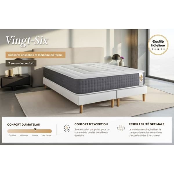 Twenty-Six Set 180 x 200 cm Vitt Kit Boxspring