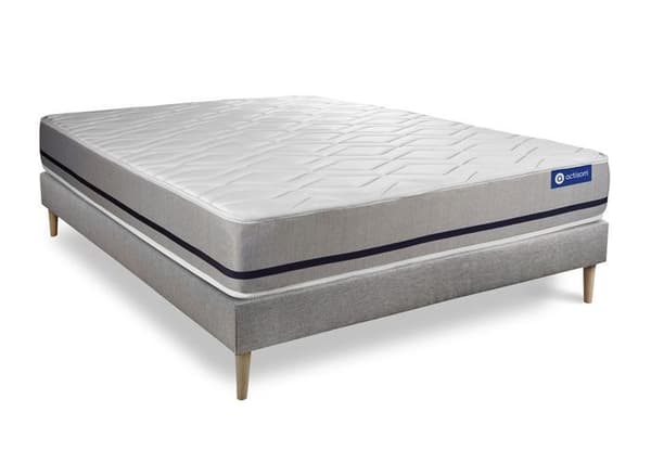 Madrass- och boxspringset 160x190 cm - Actilatex Soft - Grå boxspringkit