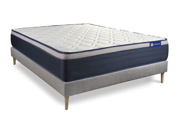 Madrass- och boxspringset 140x210 cm - Actimemo Max - Boxspringkit Grå