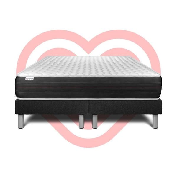 Sengemadras og Sengebund 180x200 cm - 2 Sengebunde Sort - Vitalspring Sort