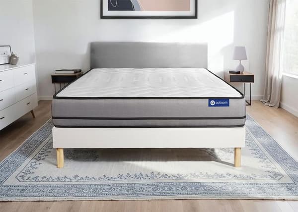 Madrass- och boxspringset 140x210 cm - Actimemo Night - Vitt boxspringkit