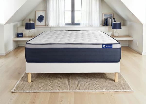 Madrass- och boxspringset 135x200 cm - Actiflex Max - Vitt boxspringkit