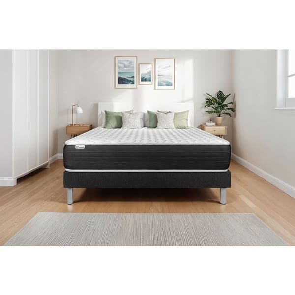 Sengemadras og Sengebund 200x200 cm - Sort Sengebund (i kit) - Vitalspring Sort