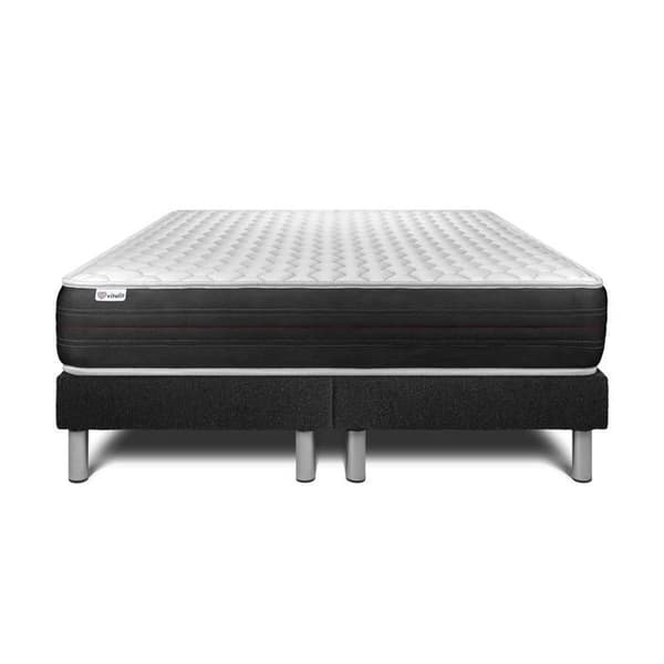 Sengemadras og Sengebund 180x200 cm - 2 Sengebunde Sort - Vitalspring Sort