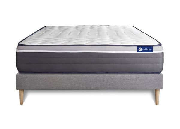 ACTISOM - Madrass och sängram 140x210 - ActiMemo Plus - Grått kit