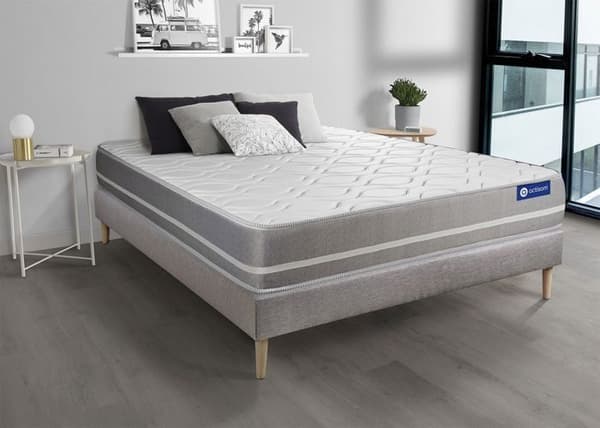 Madrass- och boxspringset 160x190 cm - Actilatex Touch - Grå boxspringkit