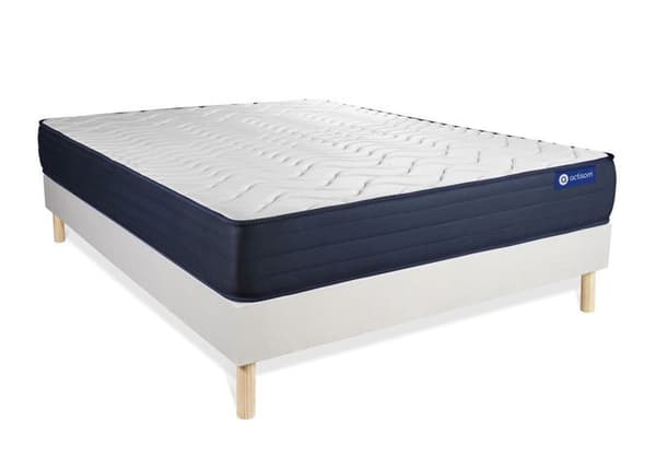 Madrass- och boxspringset 150x190 cm - Actimemo Life - Vitt boxspringkit