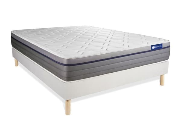Madrass- och boxspringset 180x190 cm - Actilatex Zen - Vitt boxspringkit