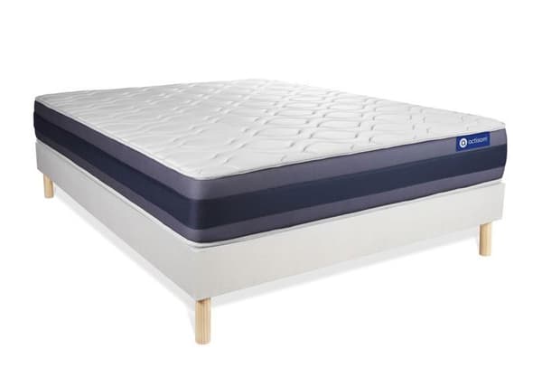 Madrass- och boxspringset 135x200 cm - Actimemo Morpho - Vitt boxspringkit