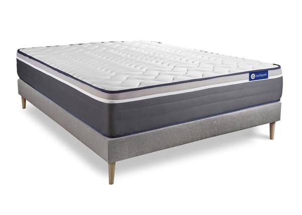 Madrass- och boxspringset 135x190 cm - ActiMemo Plus - Boxspringkit grå