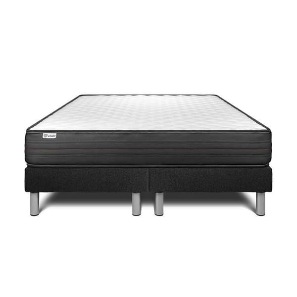 Sengemadras og Sengebund 160x200 cm - 2 Sengebunde Sort - Vitalpower Sort