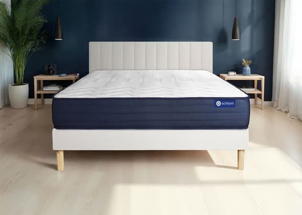 Madrass- och boxspringset 150x200 cm - Actimemo Life - Vitt boxspringkit