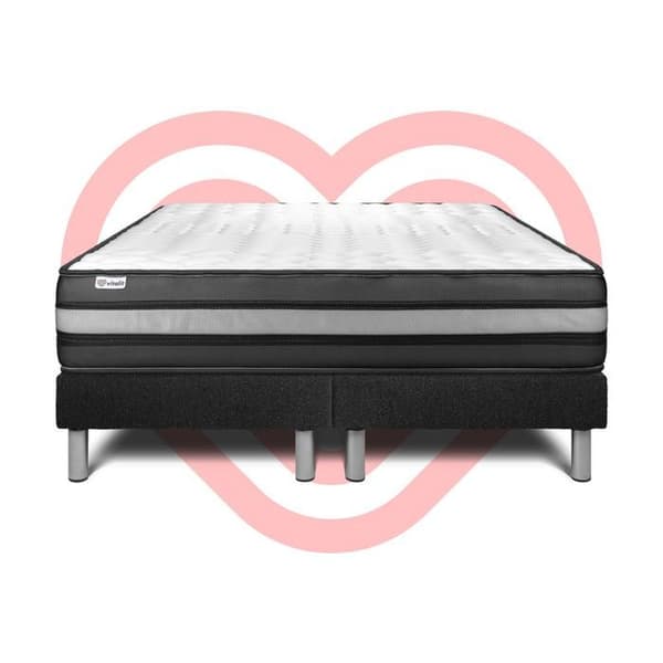 Sengemadras og Sengebund 160x200 cm - 2 Sengebunde Sort - Vital Power Zen Sort