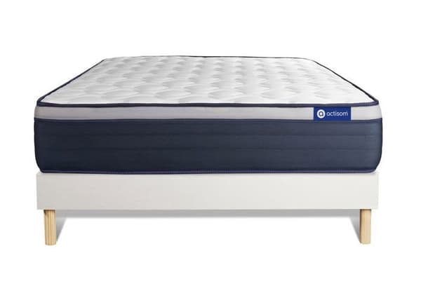 Madrass- och boxspringset 150x190 cm - Actimemo Max - Vitt boxspringkit
