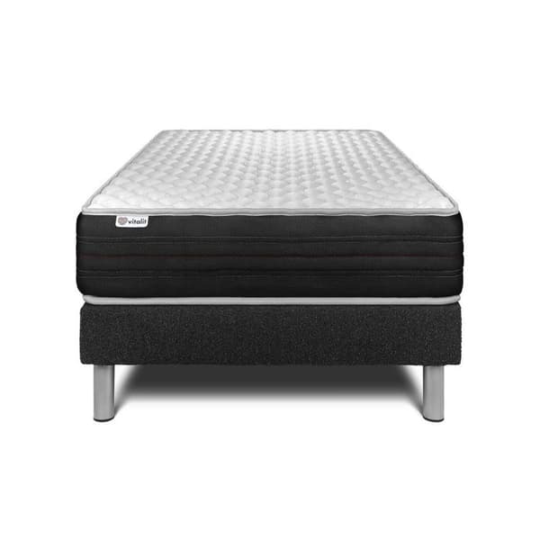 Sengemadras og Sengebund 90x190 cm - Sort Sengebund (allerede samlet) - Vitalmemo One Sort