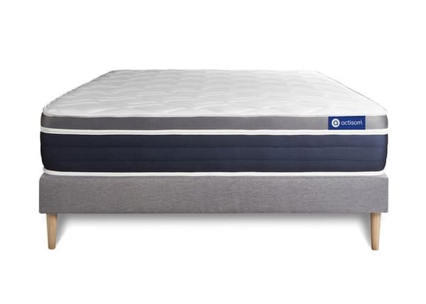 Madrass- och boxspringset 180x220 cm - Actimemo Confort - Grå boxspringkit