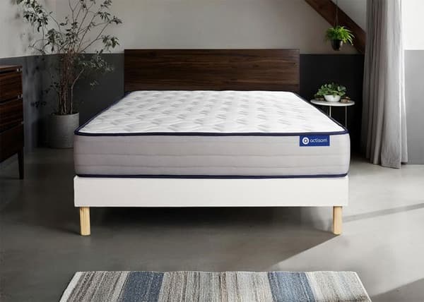 Madrass- och boxspringset 130x210 cm - Actimemo Form - Vitt boxspringkit