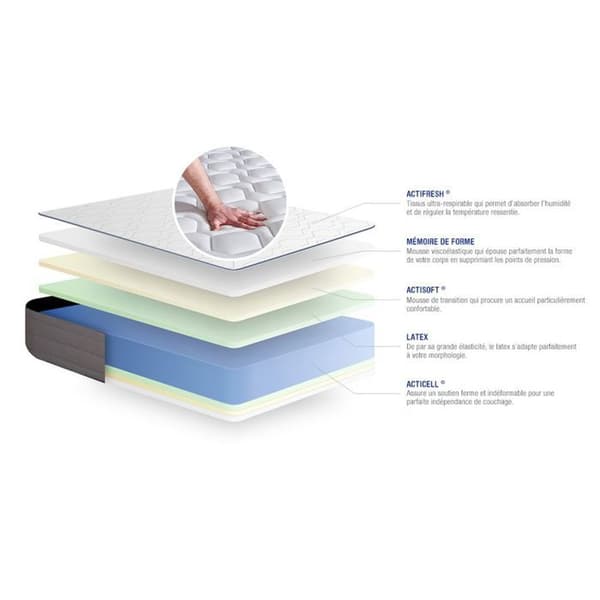 Säng - ACTISOM - Actilatex FORM - Latex - Memory foam - 105x200 cm