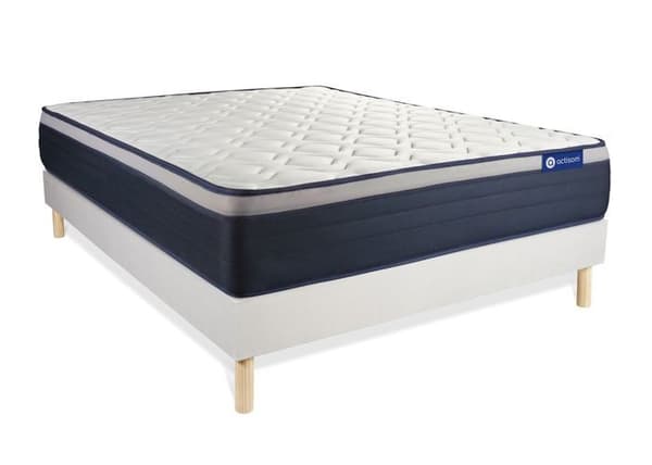 Madrass- och boxspringset 135x200 cm - Actimemo Max - Vitt boxspringkit