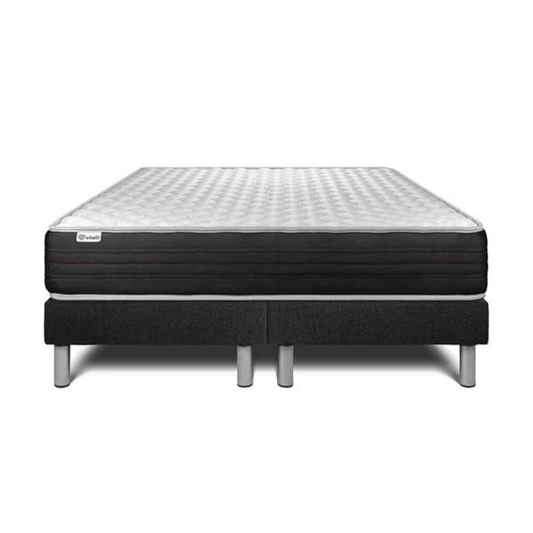 Sengemadras og Sengebund 200x200 cm - 2 Sengebunde Sort - Vitalmemo One Sort