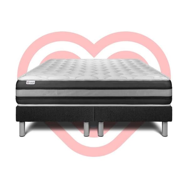 Sengemadras og Sengebund 160x200 cm - 2 Sengebunde Sort - Vitalspring Zen Sort